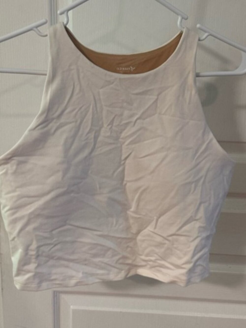 Cream High-Neck Crop Tank Top